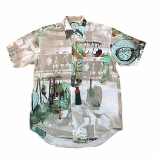 イタリア製ポールスミス 水彩画 柄シャツ 半袖トップス 総柄 デッサン