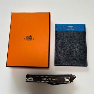 エルメス(Hermes)の美品！HERMESカードケース.ガマジャングル.ブルーインディゴブルーザンジバル(名刺入れ/定期入れ)