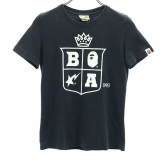 ベイプ 日本製 プリント 半袖 Tシャツ XS ブラック系 BAPE A BATHING APE レディース(Tシャツ(半袖/袖なし))