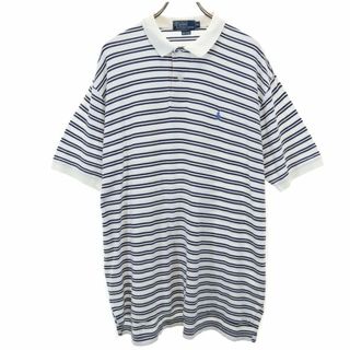 ポロバイラルフローレン ボーダー柄 半袖 ポロシャツ XL 白×ネイビー Polo by Ralph Lauren メンズ(ポロシャツ)