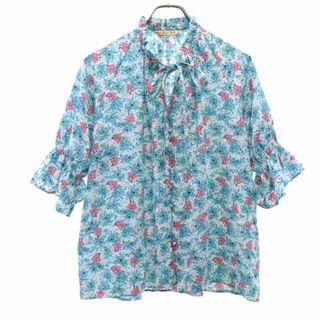 ポールアンドジョー ユニクロ 総柄 半袖 シャツ M ブルー系 PAUL & JOE UNIQLO レディース(シャツ/ブラウス(半袖/袖なし))