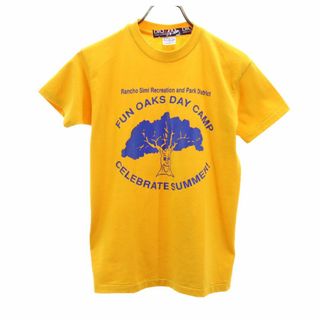 ヘインズ(Hanes)のヘインズ 90s USA製 オールド プリント 半袖 Tシャツ L (14-16) イエロー Hanes キッズ(Tシャツ/カットソー)