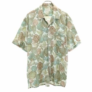 winbell 90s オールド デザイン 総柄 半袖 オープンカラーシャツ L グリーン系 winbell メンズ(シャツ)