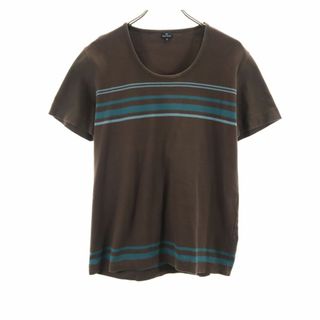 ピーエスポールスミス 日本製 ボーダー柄 半袖 Tシャツ L ブラウン PS Paul Smith メンズ(Tシャツ/カットソー(半袖/袖なし))