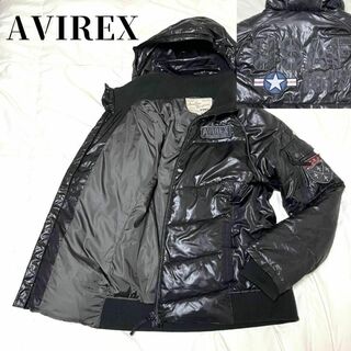 AVIREX - 美品】AVIREX USAF パディングジャケット ブラック L フード収納可