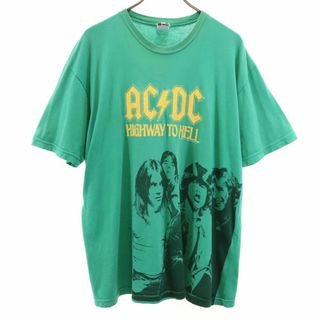 チェイサー(CHASER)のチェーサー USA製 プリント AC/DC 半袖 Tシャツ XL グリーン CHASER バンT メンズ(Tシャツ/カットソー(半袖/袖なし))