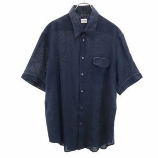 アルマーニ(Armani)のアルマーニ リネン100％ 半袖 シャツ XL ネイビー系 ARMANI メンズ(シャツ)