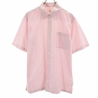 ランバン(LANVIN)のランバン 日本製 チェック 半袖 ボタンダウンシャツ L ピンク系 LANVIN メンズ(シャツ)