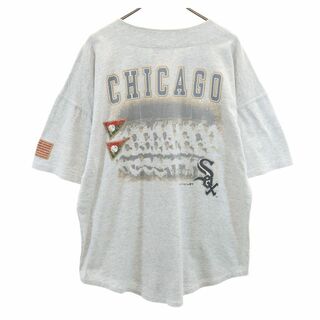 ジャスティンズ 90s オールド MLB バックプリント 半袖 ベースボール コットンシャツ L グレー JOSTENS シカゴホワイトソックス メンズ(シャツ)