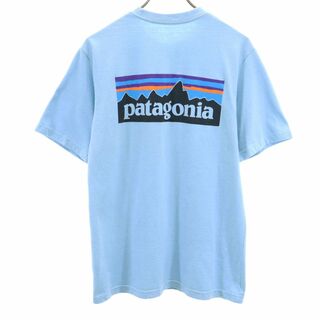 パタゴニア(patagonia)のパタゴニア アウトドア バックプリント 半袖 Tシャツ XS ブルー系 patagonia ポケT メンズ(Tシャツ/カットソー(半袖/袖なし))