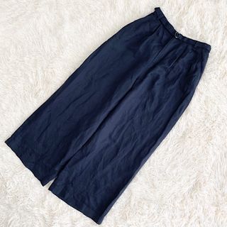 UNITED ARROWS green label relaxing - ユナイテッドアローズ　ワイドパンツ　レディース　麻　リネン　ネイビー　36