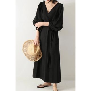 アルディーノアール(HARDY NOIR)の美品　HARDY NOIR RY/麻カシュクールドレス　ワンピース(ロングワンピース/マキシワンピース)