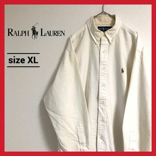 ラルフローレン(Ralph Lauren)の90s 古着 ラルフローレン BDシャツ 白シャツ 刺繍ロゴ XL(シャツ)