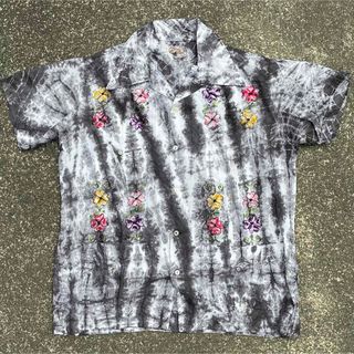 【超希少】vintage flower shirt / 染め×刺繍