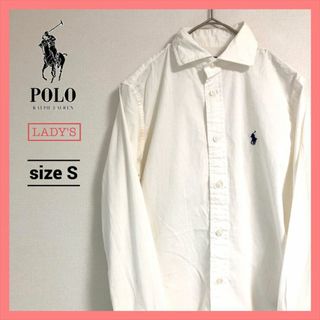 POLO RALPH LAUREN - 90s 古着 ポロラルフローレン 長袖シャツ 白シャツ レディースS