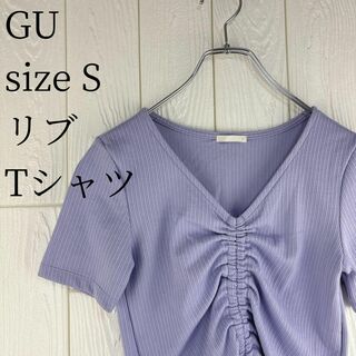 ジーユー(GU)の✅GU サイズ36(S) リブTシャツ　デザイン(Tシャツ(半袖/袖なし))