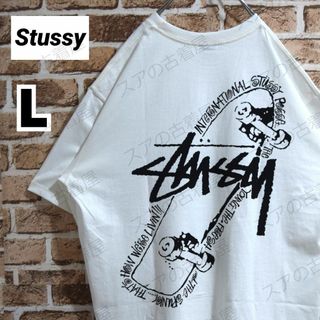 ステューシー(STUSSY)の《ステューシー》正規・新品タグ　スケボー　ホワイト　L　Tシャツ(Tシャツ/カットソー(半袖/袖なし))