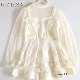 リズリサ(LIZ LISA)の【LIZ LISA】美品　チュニックワンピ　レース　フレアスカート　白★(チュニック)