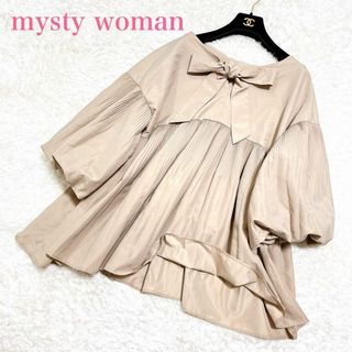 ミスティウーマン(mysty woman)の美品 ミスティウーマン ふんわりブラウス ボウタイ 大きいサイズ XL(シャツ/ブラウス(半袖/袖なし))