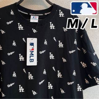 メジャーリーグベースボール(MLB)の希少【M】MLB公式 ドジャース　綿100% ロゴ総柄 半袖Tシャツ●大谷翔平(Tシャツ/カットソー(半袖/袖なし))