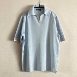 バジーレ　メンズ　コットン　ニットポロシャツ　水色(ニット/セーター)