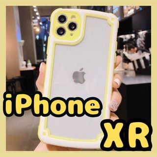 【iPhoneXR】イエロー iPhoneケース 大人気 シンプル フレーム(iPhoneケース)