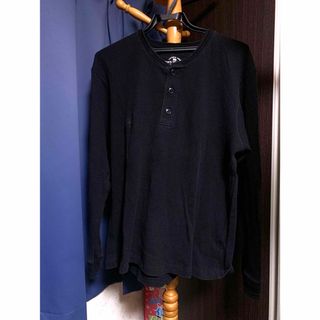 バックナンバー(BACK NUMBER)のRight-on ライトオン ワッフル ヘンリー ロンT TシャツL ブラック(Tシャツ/カットソー(七分/長袖))