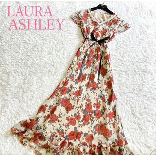 ローラアシュレイ(LAURA ASHLEY)の美品 ローラアシュレイ ロングワンピース マキシ丈 シルク 11号 L(ロングワンピース/マキシワンピース)