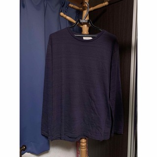 メンズ ネイビー Tシャツ 地模様 長袖 LL XL(Tシャツ/カットソー(半袖/袖なし))