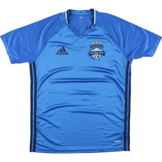 アディダス(adidas)の古着 アディダス adidas Vネック サッカーユニフォーム ゲームシャツ メンズM /eaa453590(Tシャツ/カットソー(半袖/袖なし))