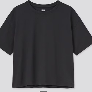 ユニクロ(UNIQLO)のユニクロ　ドライEXクロップドT（コットンライク・半袖）ブラック　S　半袖(Tシャツ(半袖/袖なし))