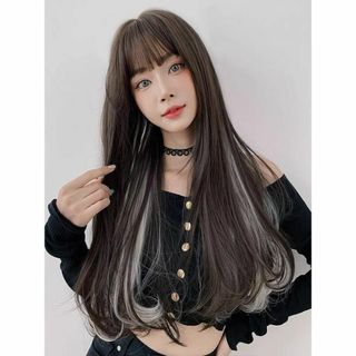 ヘアアクセサリー インナーグレー フルウィッグ ロングヘアーウィッグ コスプレ(ロングストレート)