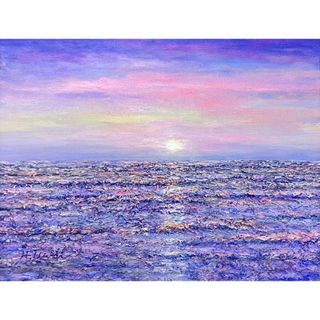 上井彦之介 「千里浜海岸の夕日」　油彩　Ｆ６号　真作保証　マジックアワーの名手(絵画/タペストリー)