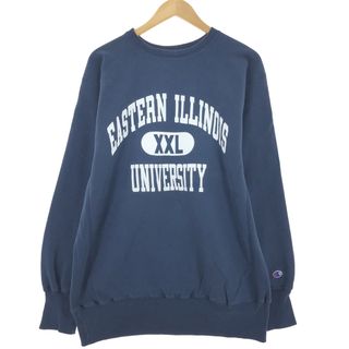 チャンピオン(Champion)の古着 90年代 チャンピオン Champion REVERSE WEAVE リバースウィーブ 刺繍タグ 3連プリント カレッジスウェットシャツ トレーナー メンズXXL ヴィンテージ /eaa444500(スウェット)