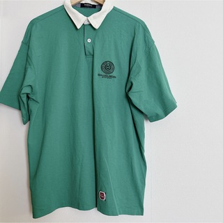 pm525.4 バイカラー 古着 緑 メンズ Lサイズ 綿 100% 半袖ポロ(Tシャツ/カットソー(半袖/袖なし))