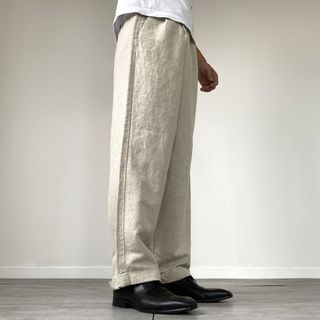 古着 DOCKERS ツータック リネンパンツ スラックス メンズw36 /eaa451303(スラックス)