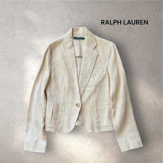 ラルフローレン(Ralph Lauren)のラルフローレン リネン100% ジャケット レディース Lサイズ タグ付き未使用(テーラードジャケット)