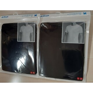 ユニクロ(UNIQLO)のユニクロ　エアリズム　M　黒　クルーネック　T　半袖　２枚セット(Tシャツ/カットソー(半袖/袖なし))