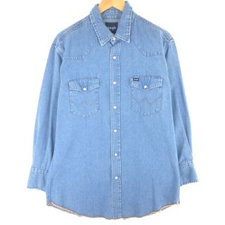 ラングラー(Wrangler)の古着 ラングラー Wrangler 長袖 デニムウエスタンシャツ メンズL /eaa454032(シャツ)