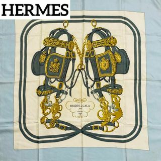 エルメス(Hermes)の★HERMES★スカーフ カレ90 BRIDES de GALA サックスブルー(バンダナ/スカーフ)