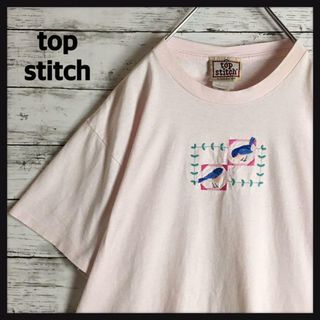 【アメリカ製】トップスティッチ☆刺繍Tシャツ 入手困難 人気Lサイズ 薄手(Tシャツ/カットソー(半袖/袖なし))