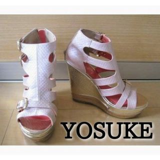 ヨースケ(YOSUKE)のヨースケ サンダル(ピンク×ゴールド) Lサイズ  23.5〜24cm(サンダル)