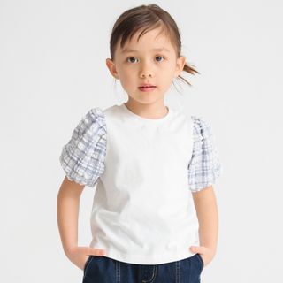 ブランシェス(Branshes)の新品 ブランシェス  ポコポコチェックバルーン半袖Tシャツ(Tシャツ/カットソー)