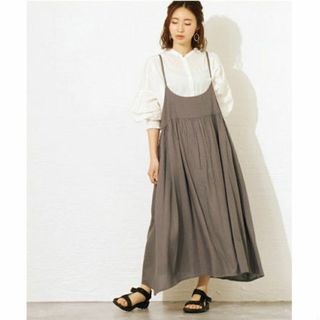 ★6/11まで★複数割★新品★後ろリボンのキャミワンピ(ベージュ、M～Ｌ)(ロングワンピース/マキシワンピース)