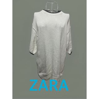 ザラ(ZARA)のZARA 半袖　コットン　ニット　チュニック　ワンピース(ニット/セーター)