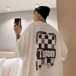 半袖Tシャツ バックプリント ストリート  大きめ ユニセックス 白 XL(Tシャツ/カットソー(半袖/袖なし))