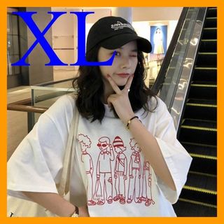 Tシャツ ビックシルエット レディース 半袖 プリント 白 韓国 ユニセックス(Tシャツ(半袖/袖なし))