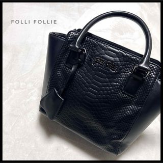 Folli Follie - Folli Follie フォリフォリ　クロコ調　ハンドバッグ　ブラック　黒