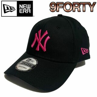 ニューエラー(NEW ERA)のニューエラ キャップ 帽子 NY new era 黒x濃ピンク 9FORTY(キャップ)