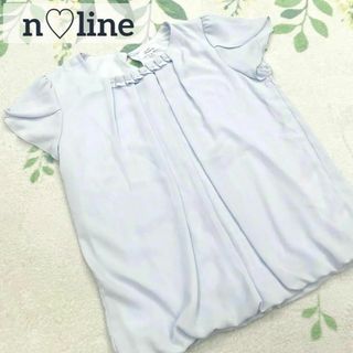 青山 - nline 半袖 シフォン ブラウス 水色 9 M パール 佐々木希 洋服の青山